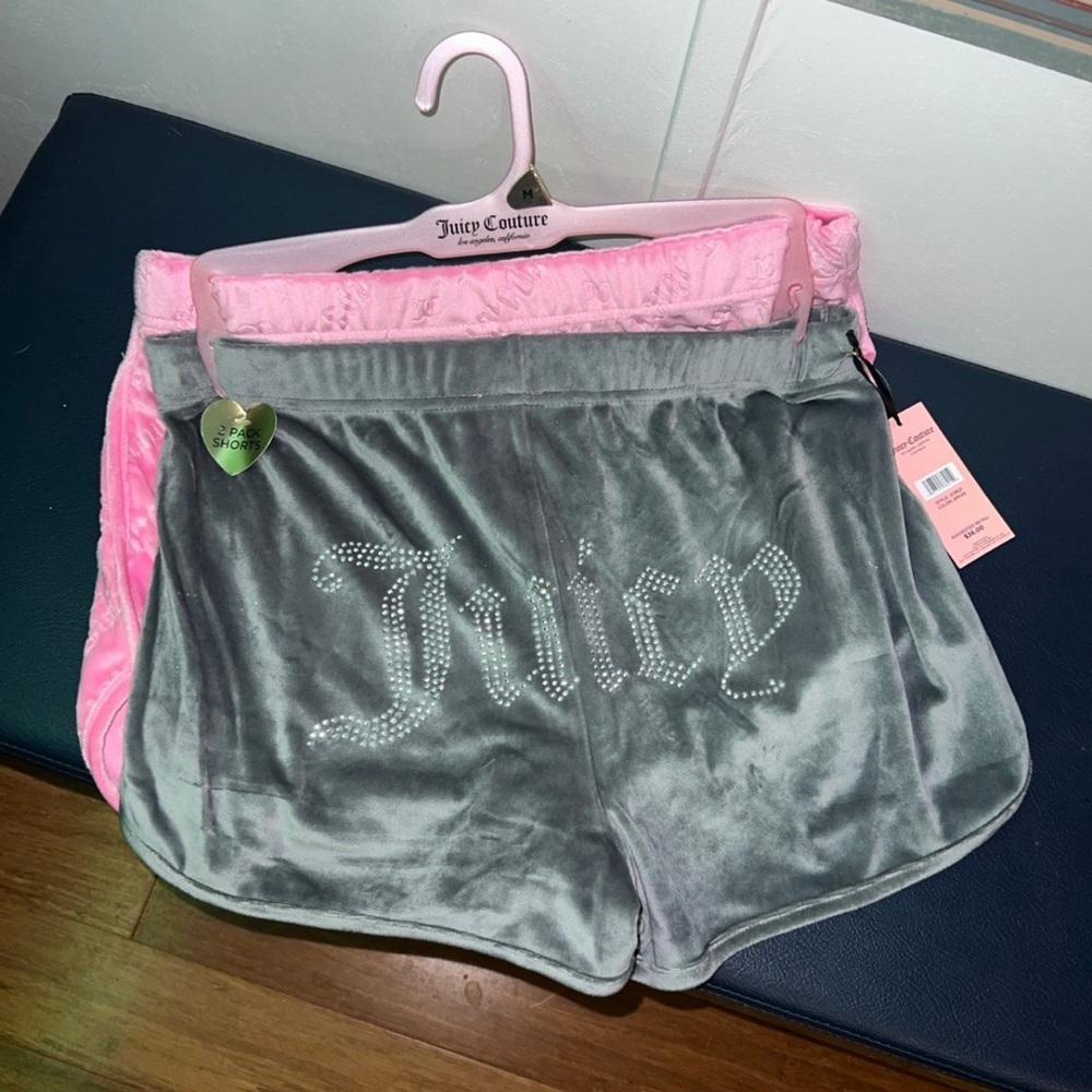 Juicy couture rhinestone velour baseball shorts
